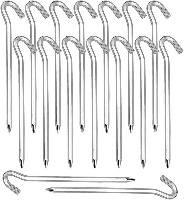 Lot De 8 Piquets De Tente 30 Cm – Acier Carbone, Solides Et Faciles à Planter