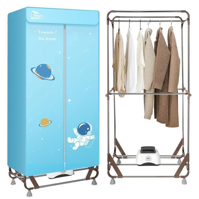 1500W Sèche-linge électrique PliableUTEN Séchoir étendoir à Linge électrique Pliable avec Sac de RangementSéchage RapideBleu
