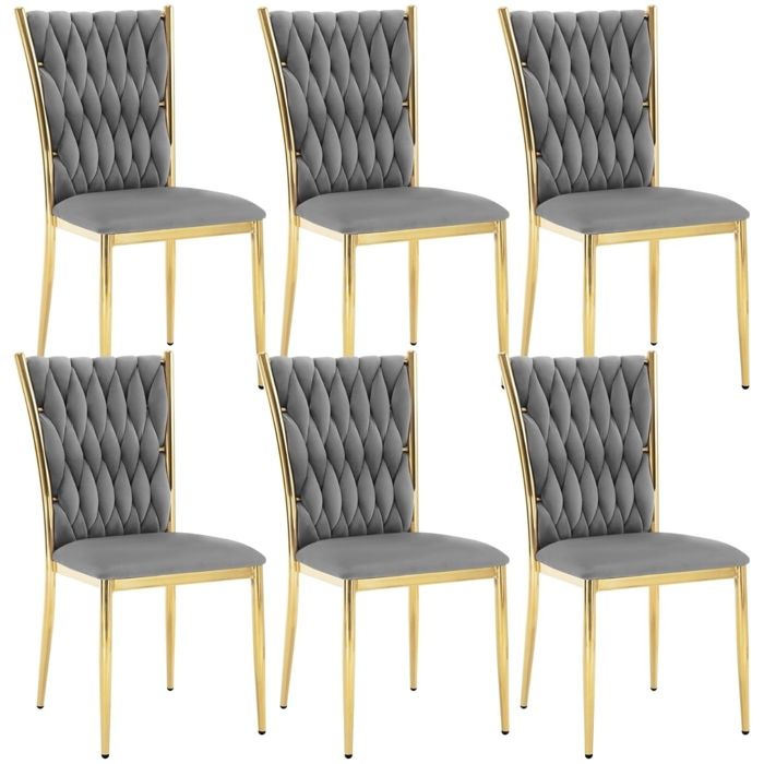 Chaise Salle à Manger WOLTU Lot de 6 Chaise Cuisine en Velours Dossier Haut Tissé Design Pieds Métalliques Gris Foncé Chaise Salle à Manger WOLTU Lot de 6 Chaise Cuisine en Velours Dossier Haut Tissé Design Pieds Métalliques Gris Foncé