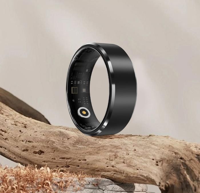 Bague Connectée Intelligente Asixxsix - Suivi Sommeil, Pas, Calories - Étanche IP68 - Batterie 7 Jours - Céramique Noire - Taille 12