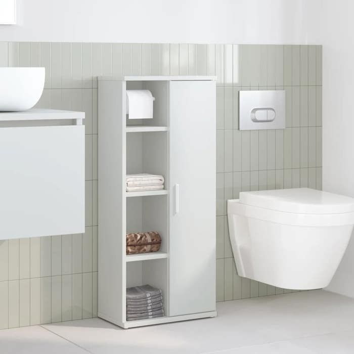 Bon plan Meuble de salle de bain/Armoire Haute de bain - JILIHOT - Colonne Toilettev avec porte-rouleau blanc 39x22x90cm