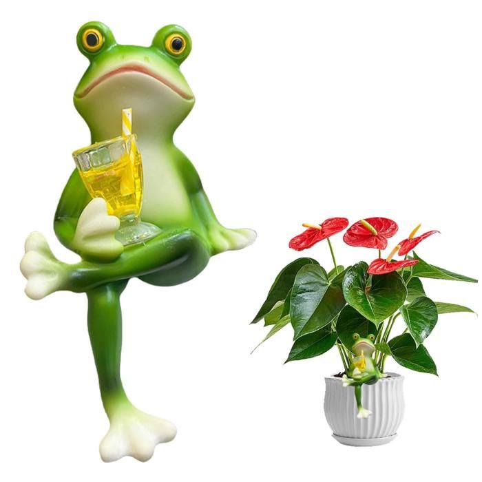 Figurine de grenouille flottante en résine décor de grenouille flottante cadeau mignon marron et