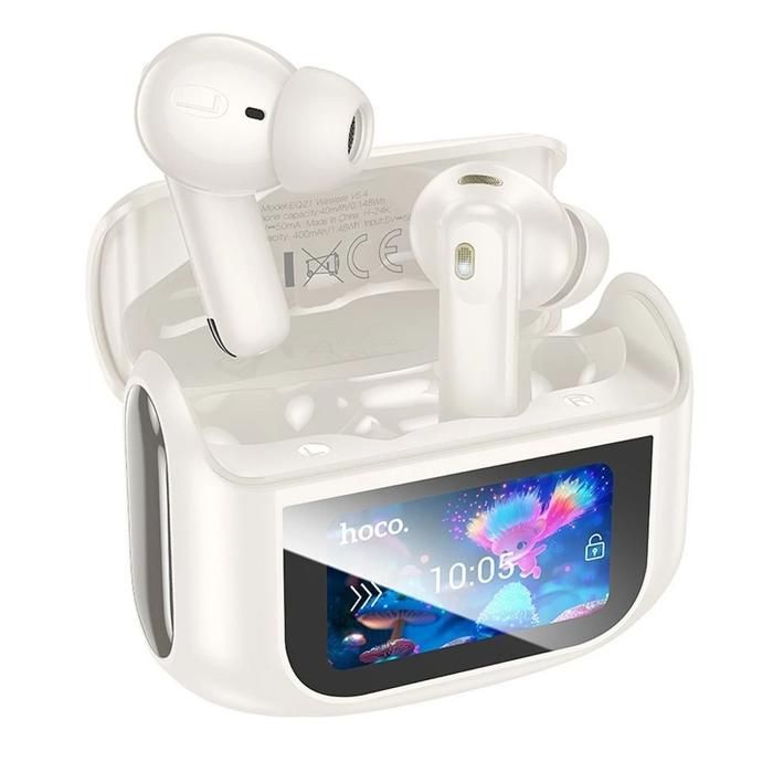 Ecouteurs Bluetooth - Hoco - EQ21 - ANC - ENC - TWS - Blanc avec écran tactile LED