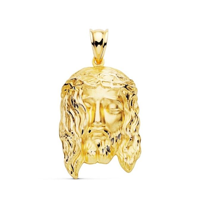 Pendentif Tête du Christ en or 9 carats avec poinçon de 30 mm