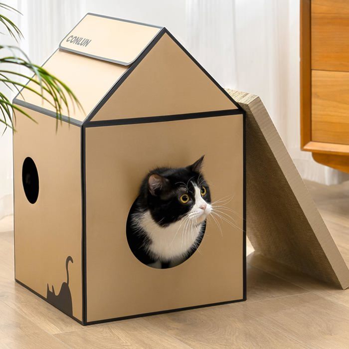 Meilleurs prix pour YSFMODE-Maison Pour Chat En Carton Avec Griffoir Et Herbe À ChatFacile À AssemblerIdéale Pour Décorer Votre IntérieurParfaite C