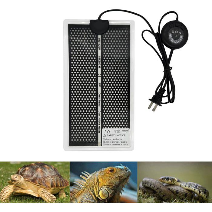 Coussin chauffant pour reptiles - ULISEM - 7 boutons - Fonction minutée - 7 W