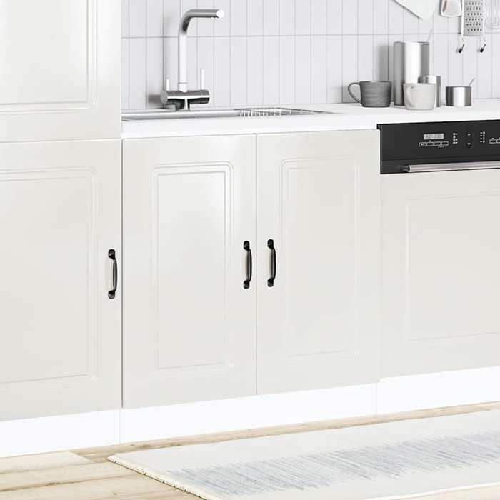 Blanc Meuble bas pour évier - CLOUD - Meuble sous évier - Kalmar blanc brillant 80x46x81 5 cm FR980