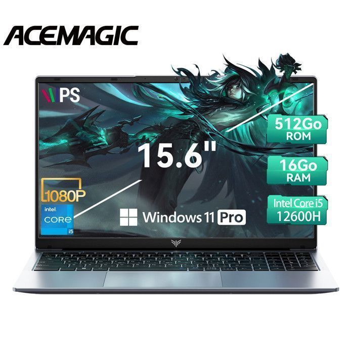 ACEMAGIC PC Portable Gamer Intel Core i5-12600H (12C(4P+8E) / 16T 45GHz)-Intel Iris Xe RAM 16Go DDR4 512Go SSD-Windows 11 Pro