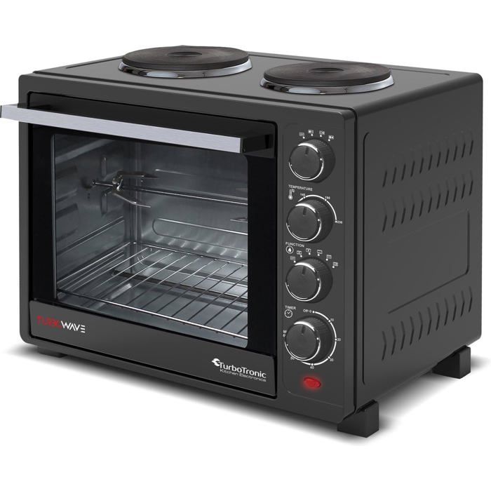Mini Four à Chaleur Tournante HOMCOM 20L 1400W - 17 Programmes, Friteuse à Air, Pizza 28 Cm, Noir Rétro Design