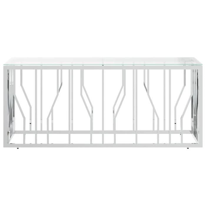 Table basse rectangulaire - vidaxl - 110x45x45 cm - Acier inoxydable - Verre trempé - Argent - Épaisseur 4 mm