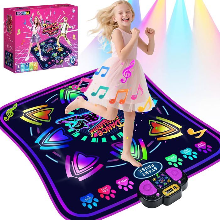 Ecleanfy-Tapis de danse 27 niveaux pour filles de 3 à 12 ans - 6 lumières LED, Bluetooth sans fil, volume réglable, tapis musical, cadeaux, jouets, filles, enfants de 3 à 12 ans, 87.5 81.5 cm