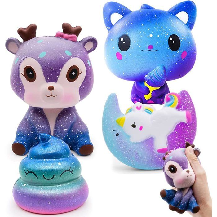 Squishy Jouet 4 Pièces Kawaii Soft Squishy Jouet Slow Rising Parfumé Squeeze Anti Stress Squishy pour Les Adultes Enfants