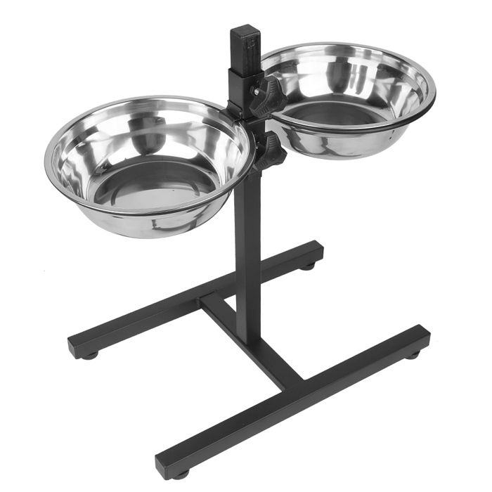 KEDIA Mangeoire avec Bols en Acier Inoxydable Mangeoire pour Chien Réglable en Hauteur 2 x 1800 ml Hauteur 49 cm Noir