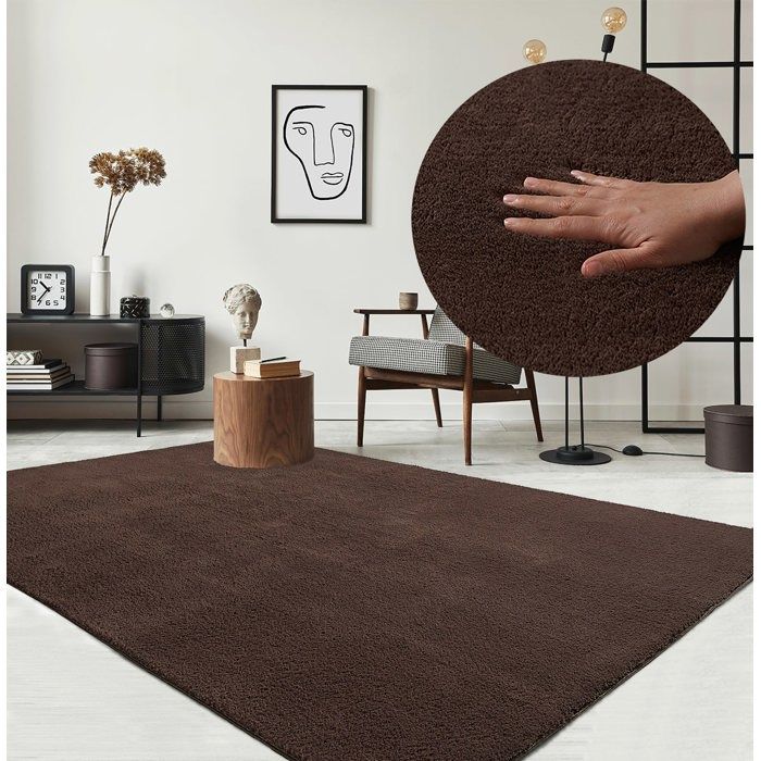 the carpet Relax tapis moelleux à poils courts antidérapant lavable à 30 degrés Marron 120 x 160 cm