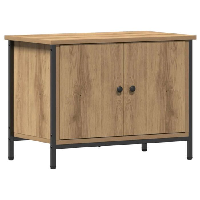 Meuble TV - HELLOSHOP26 - 60 x 35 x 45 cm - Chêne artisanal beige - Bois dingénierie - 2 portes