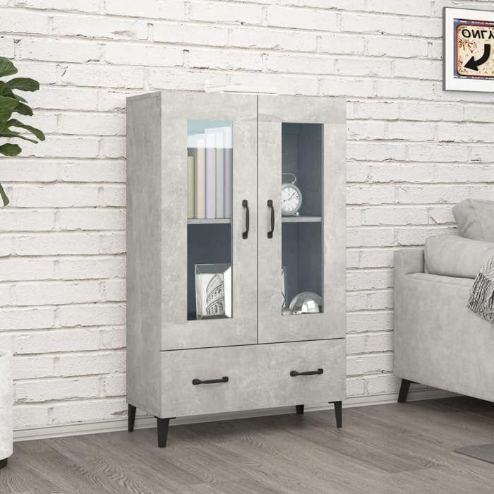 Gris Buffet haut Gris béton 70x31x115 cm Bois dingénierie - Vaisselier H9269