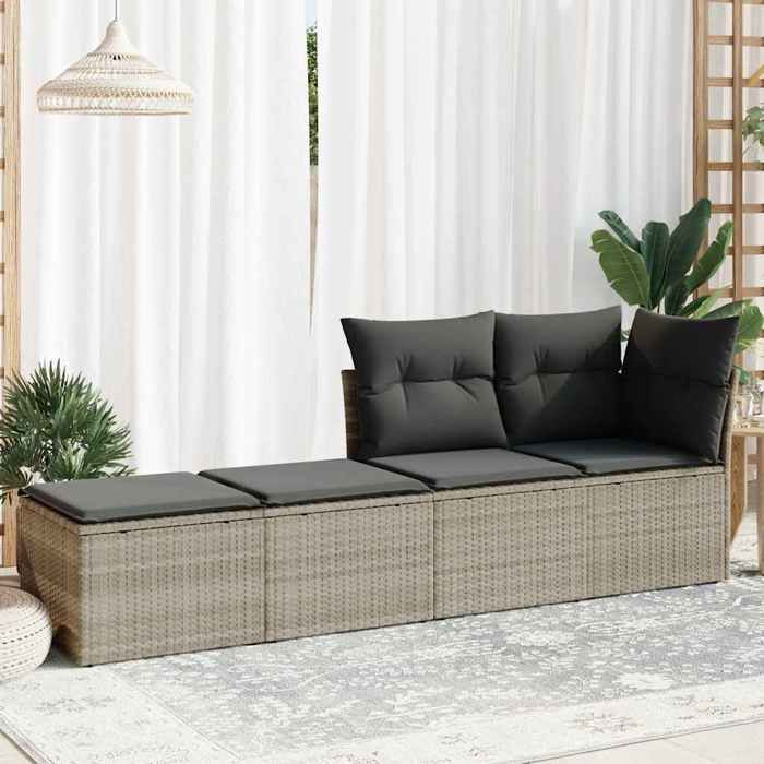 En Promotion Salon de jardin 2 pcs - SHIELD - Canapé dextérieur - avec coussins gris clair polyrotin acacia - 55 x 55 x 37 cm 517