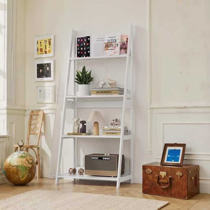 Meuble de 4 étagères décoratif - desserte salle de bain - bibliothèque - meuble de rangement - MDF - 63x39x150cm