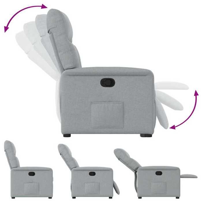 Elégant Siège relax/Chaise de salon Gris - Fauteuil inclinable Gris clair Tissu PRO1147517012904