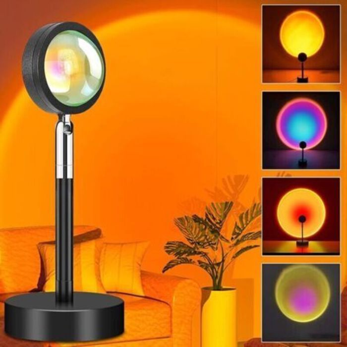 Lampe de coucher de soleil - Projecteur arc-en-ciel - Rotation à 360 degrés - Lampe de nuit LED pour selfie/photographie/maison/dé