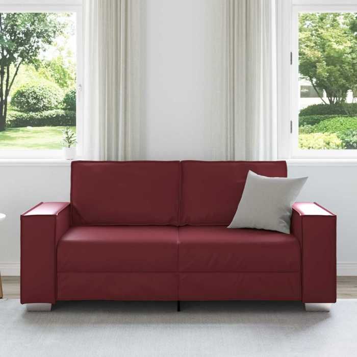 （Rouge）Siège de Salon - Canapé deux places Bordeaux 180 cm Simili cuir - Sofa-canapé hfs44372