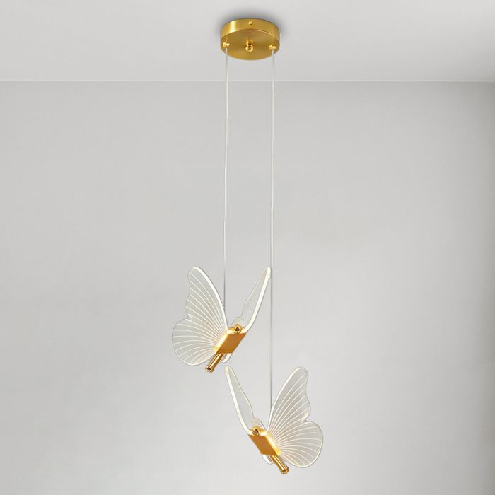 1 x Suspension LED Papillon Créatif 2 têtes Lustre Moderne Lumière Chaude Éclairage Plafond Acrylique Luminaire - SMOTOP