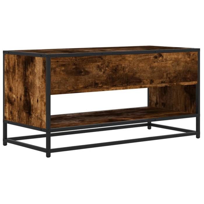 Joli & Fonctionnel -(Brun)Support média - Meuble TV - Table TV - chêne fumé 91x40x46cm - Bois dingénierie et métal - MEUBLE HIFI jg