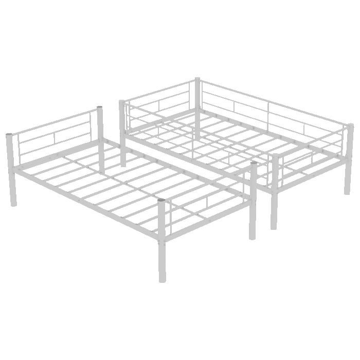 Lit superposé métal Twin pour enfants avec échelles et garde-corps convertible en 2 lits simples sans sommier