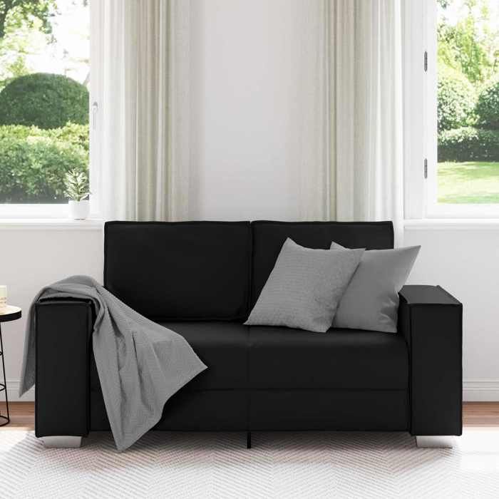 BESTLIFE Canapé deux places Noir 160 cm Simili cuiravec manuel de montage（52660428）VIDAXL