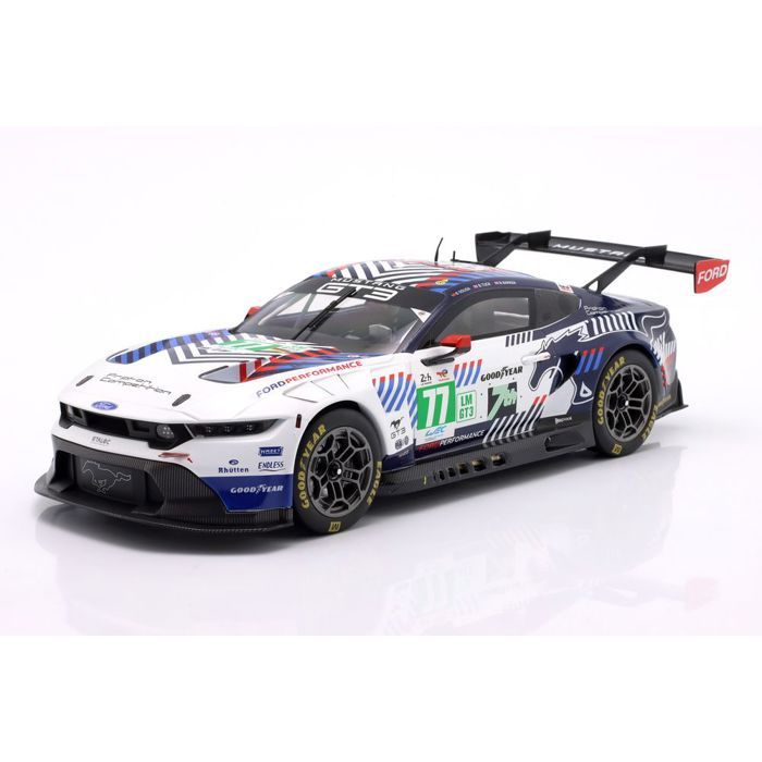 Véhicule miniature de collection - IXO - Ford Mustang GT3 - Échelle 1/18 - 24H Le Mans 2025 - Blanc/Bleu
