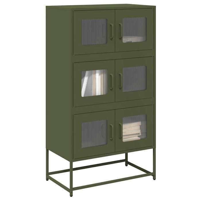 Vert Buffet haut vert olive 68x39x123 cm acier - Meuble Rangement LV37250