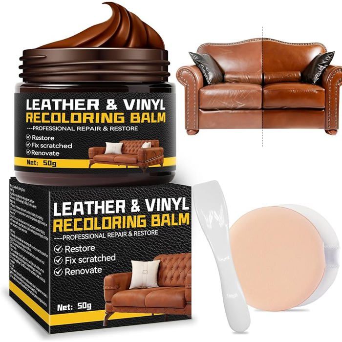 Inpumo Baume Recolorant pour CuirKit de Réparation pour Cuir50 gRestaurateur de Couleur pour Cuir Décolor PRODUIT ENTRETIEN CUIR