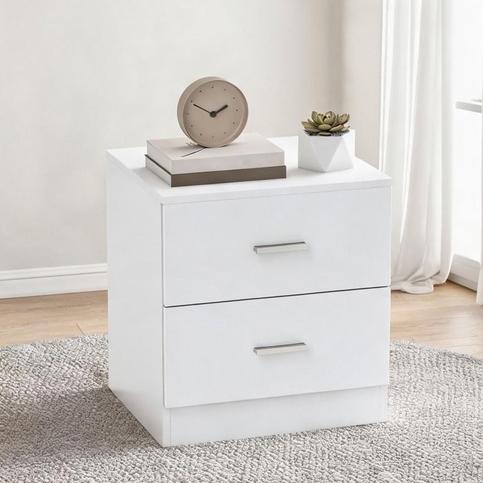17.7 x 15.6 x 19.3 in and Blanc Panneaux De Particules Nightstand with 5x49 cm - Blanc Panneaux de particules 45 x 39.5 x 49 cm