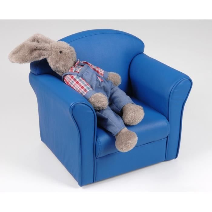 Fauteuil Club Enfant Simili Cuir Bleu Fonce Amadeu Cdiscount Maison