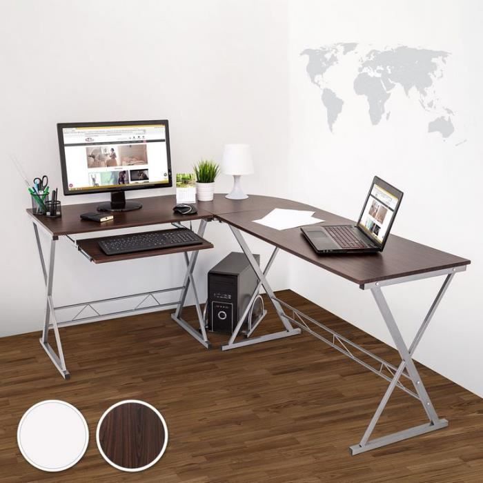 Bureau D Angle Pour Ordinateur Pc Table En Coin Meuble Grand Poste