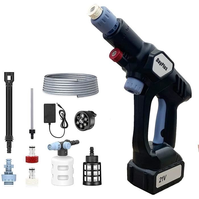 Nettoyeur Haute Pression Sur Batterie Nettoyeur Haute Pression Sans Fil - PRUMYA - 21V - 652 PSI - Buse 6 En 1 - 3500W Pistolet A Eau Electrique