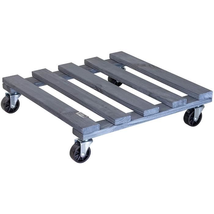 Support à Roulettes Pour Pots De Fleurs Wagner Vintage - Bois Massif FSC, 29x29 Cm, 150 Kg
