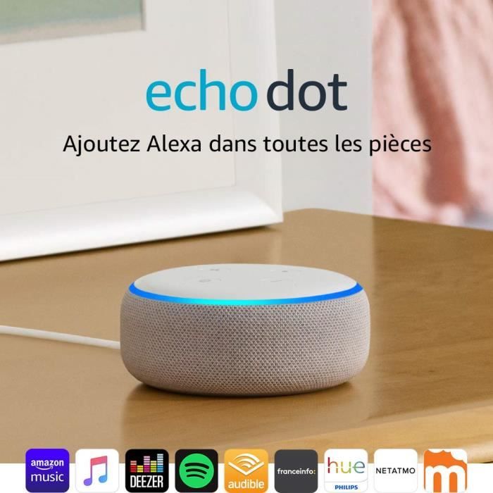 Echo Dot (3ème génération), Enceinte connectée avec Alexa, Tissu  sable - Cdiscount TV Son Photo