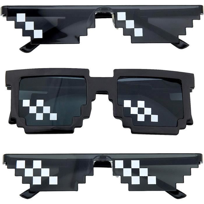 3 Pack Lunettes de Soleil Thug Life Pixelated Lunettes de Soleil
