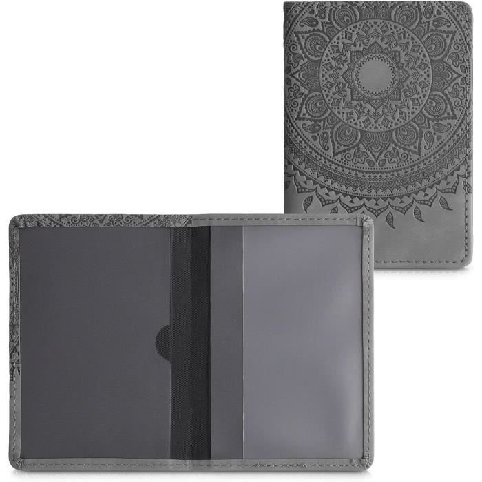Kwmobile Porte Permis Simili Cuir - Compatible Carte Grise, Passeport - Étui Protection Blanc-Noir