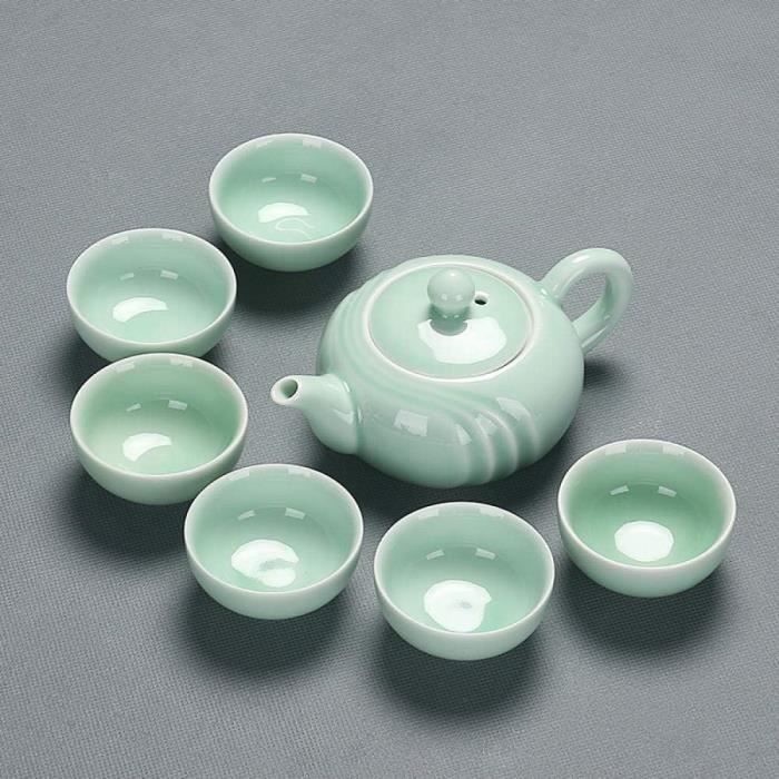 Soupière à Thé Céladon Gaiwan 140ml - Service Thé Kung Fu Chinois Floral