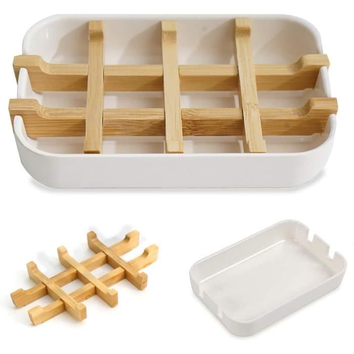 A)Porte-Savon en Bambou en Bois Naturel pour Salle de Bain Cuisine Éponges Accessoires de A)Porte-Savon en Bambou en Bois Naturel pour Salle de Bain Cuisine Éponges Accessoires de