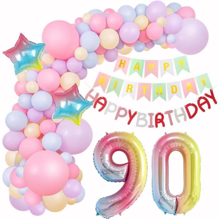 Decoration Anniversaire 90 Ans Femme ,Guirlande Ballons 90 Ans ...
