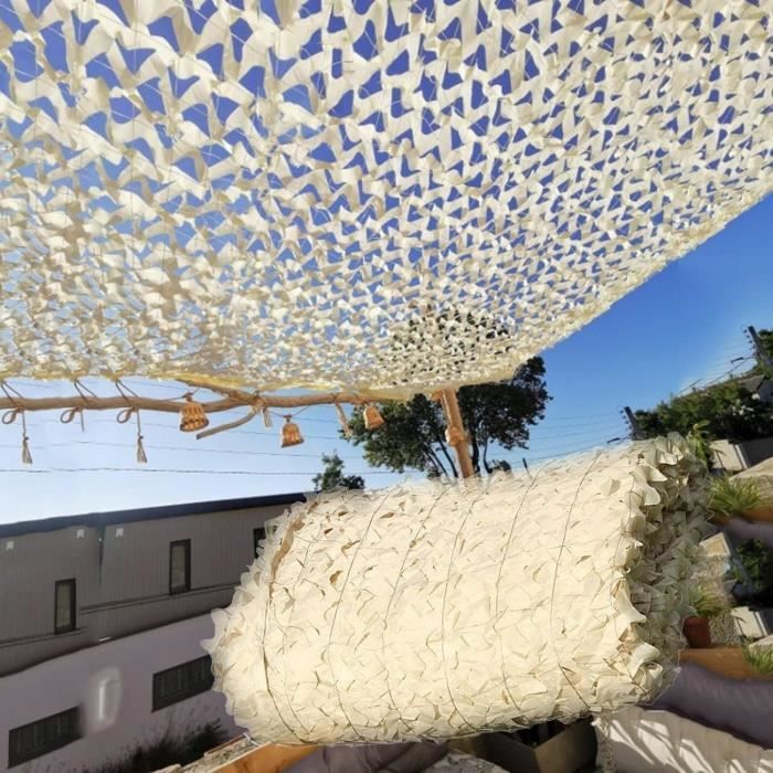 Filet De Camouflage Blanc 210D – 2 X 3 M – Tissu Oxford – Anti-UV, Respirant – Pour Ombrage, Décoration, Chasse, Airsoft, Paintball – Personnalisable