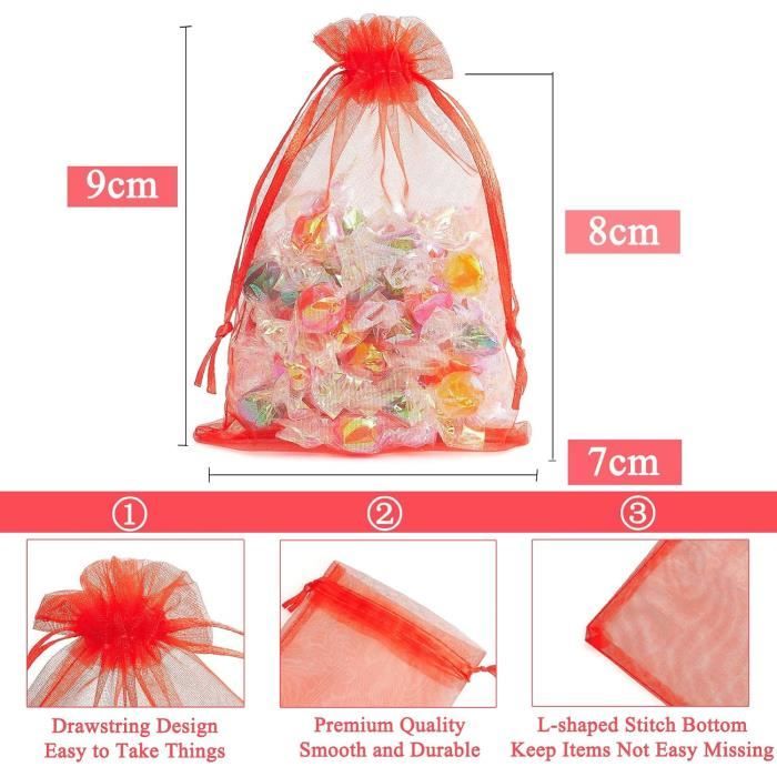 Lot De 50 Petits Sachets En Organza Multicolores 7X9Cm Pour Mariage, Anniversaire, Noël, Action Lot De 50 Petits Sachets En Organza Multicolores 7X9Cm Pour Mariage, Anniversaire, Noël, Action