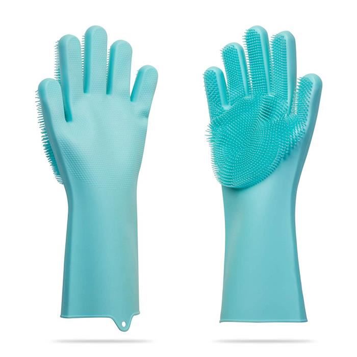 Cuisine bleu Salle De Bains Voiture Gants De Nettoyage De Silicone R/éutilisable Vaisselle Scrubber Plat Gants De Lavage R/écurage /Éponge Avec Soies Pour Le Lavage Vaisselle