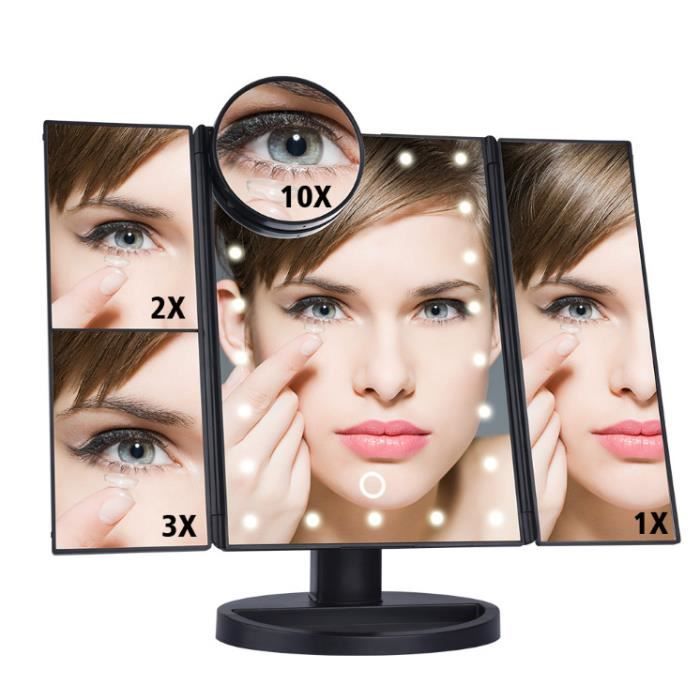 Miroir Maquillage Lumineux Ecran Tactile Led Miroir Triple De