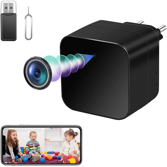 Camera Avec Micro Caméra Espion Chargeur WiFi, Mini Camera Cachée HD 1080P, Micro Caméra ...