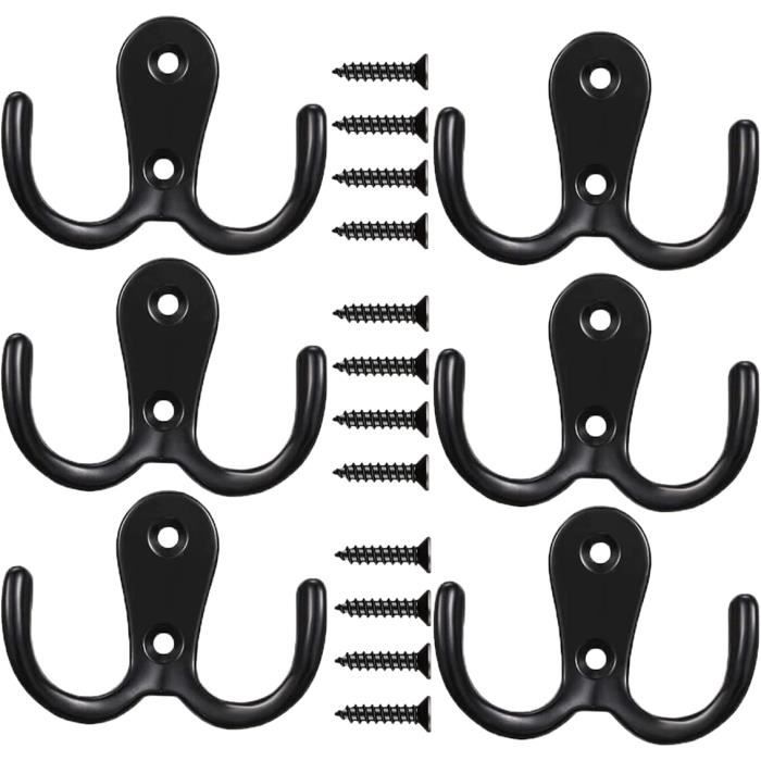 Lot de 5 patères murales avec vis invisibles pour suspendre manteaux, foulards et sacs à main (noir) | Leroy Merlin