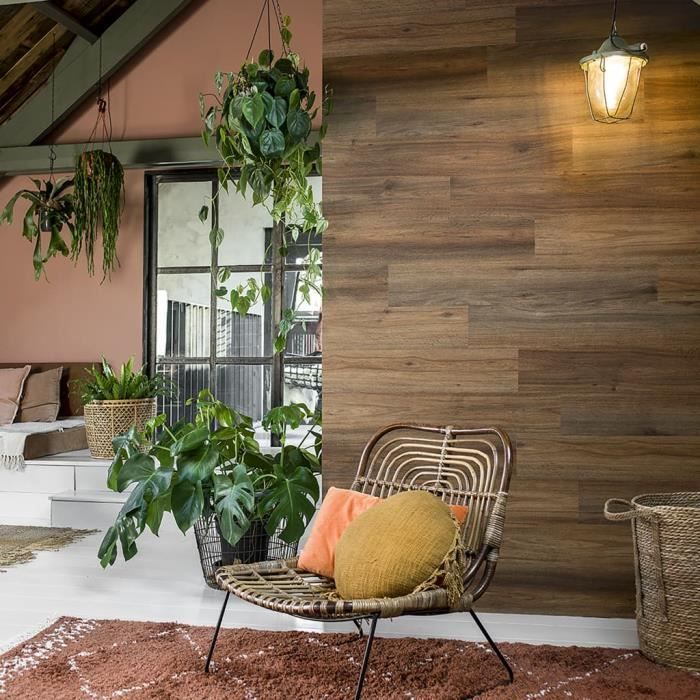 luxueuse moderne planches d aspect de bois lambris chene naturel marron selleriechic4667 cdiscount bricolage